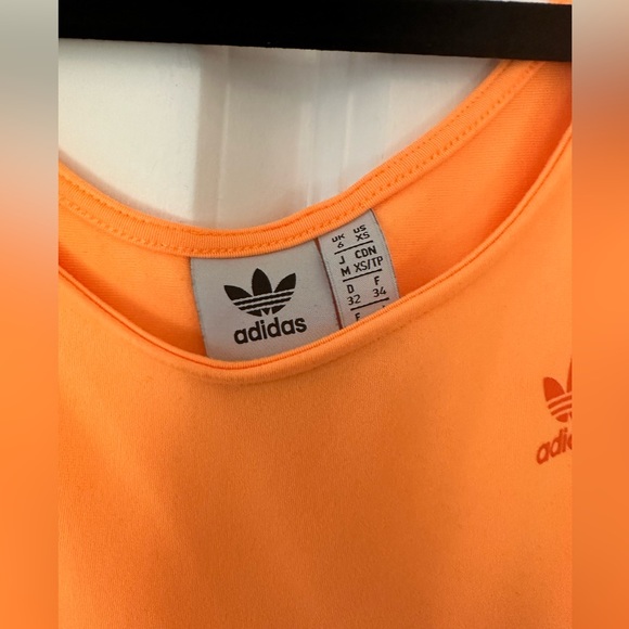 Adidas Originals 3 Stripe Cropped Tank Top Bright Orange US XS - Picture 11 of 16